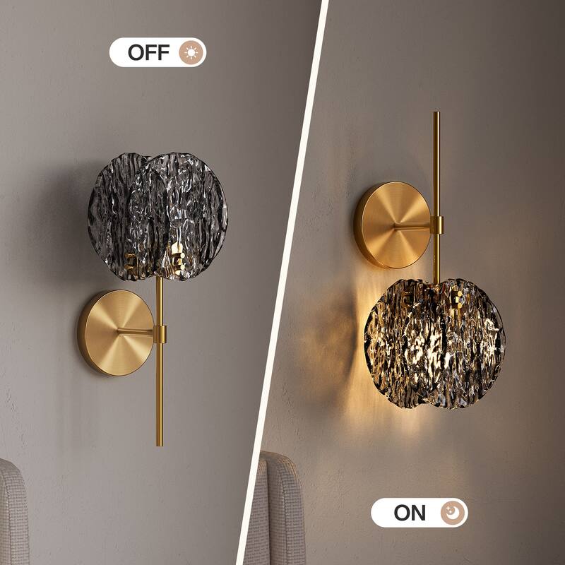 Iron Glass Mini 5.9"W Armed Sconce - N/A