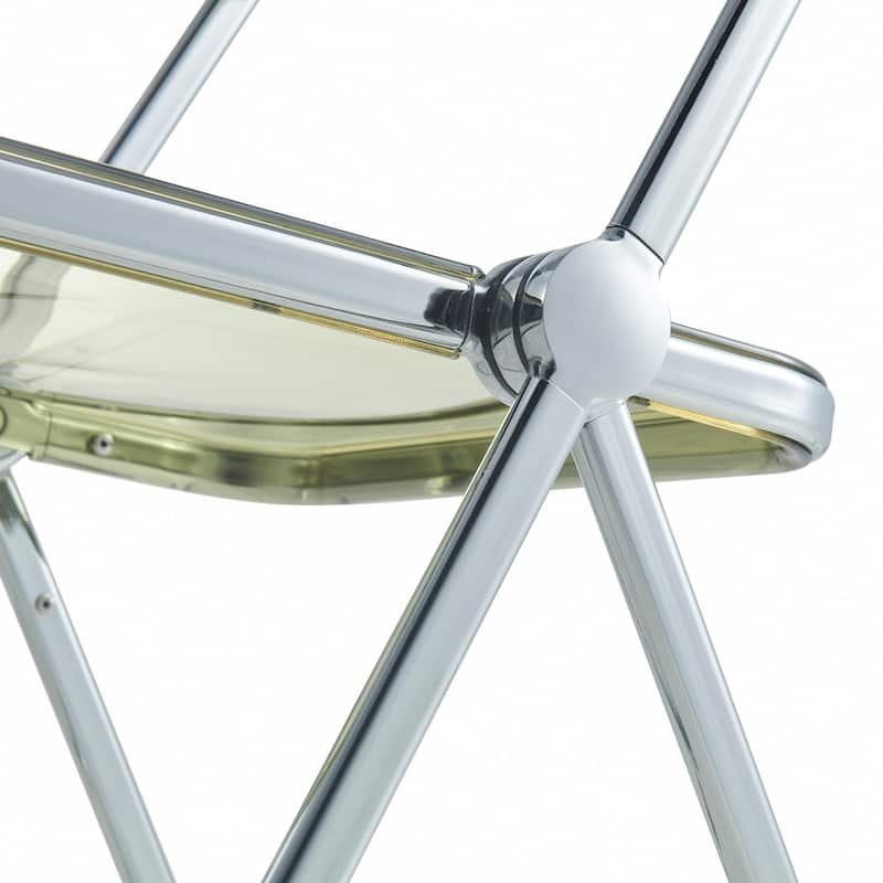 LeisureMod Lawrence Acrylic Folding Dining Chairs and Dining Table Set