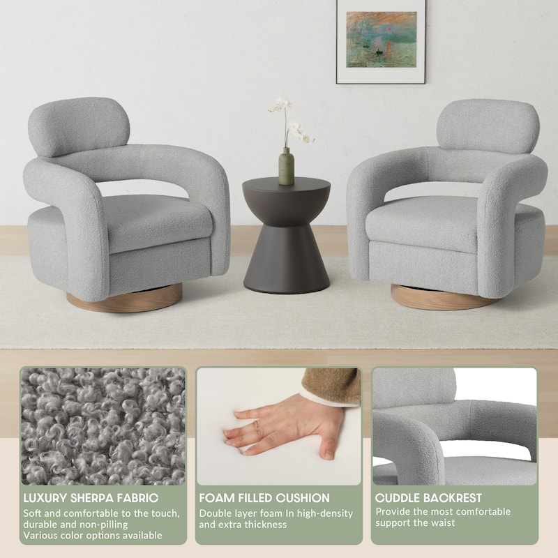 Bayville 29" Wide Sherpa Swivel Chair (Set of 2)