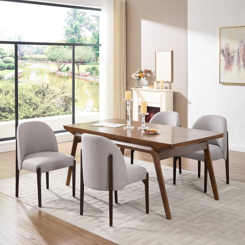 Wooden Dining Chairs Set of 2, Fabric Upholstered Dining Room Chair Kitchen Chairs, Farmhouse Dinner Chair