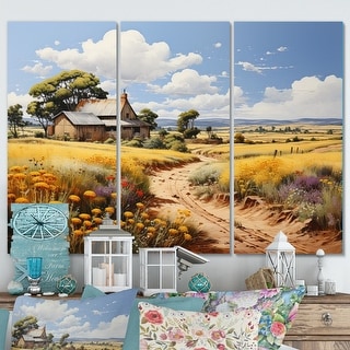 Designart "Barn Country Legacy Pointillism I" Farmhouse Canvas Wall Art ...