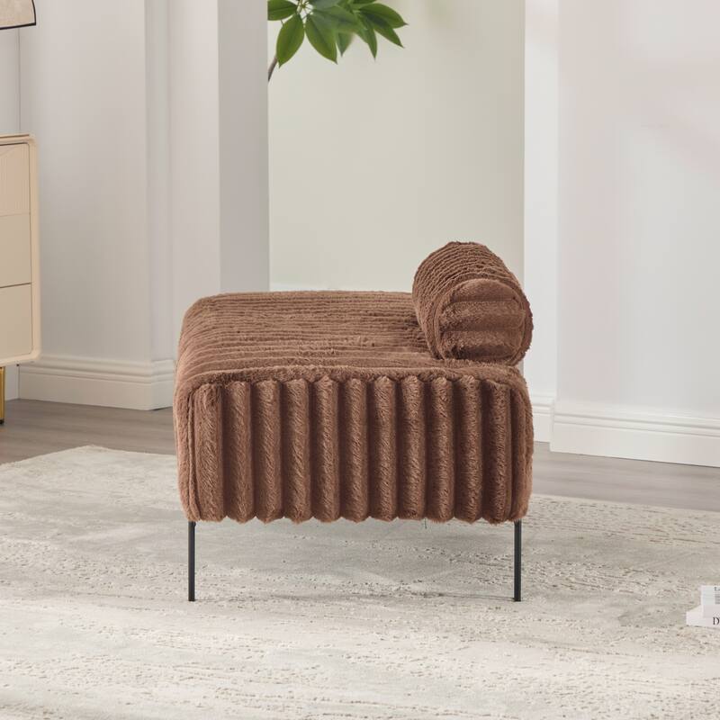 49.6"W Oversized Modern Upholstered Bench Ottoman with Metal Legs