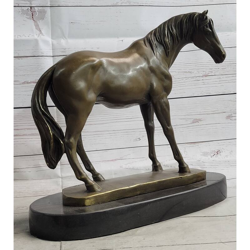 Arabian Horse Mare Bronze Figure Sculpture Statue Equestrian Decor On Marble Base