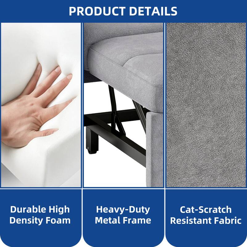 Moasis 3-in-1 Multi-Functional Sleeper Sofa with Iron Frame Pull-Out Bed,Loveseat Bed with USB Port