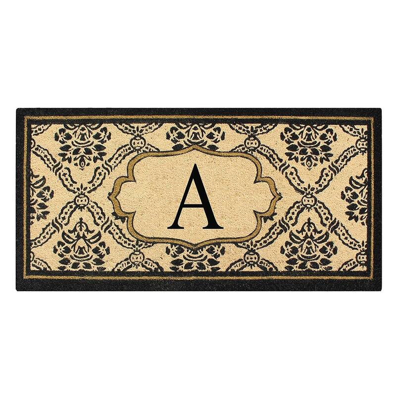A1HC Uriel Treated Coir Monogrammed Entry Double Door Mat 30"x 60" - A