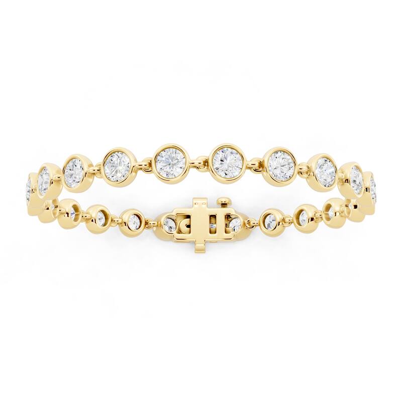 Auriya 14K Gold Round Lab Grown Diamond Station Tennis Bracelet 4 2/5 ct. tw. (E-F VS) - Yellow