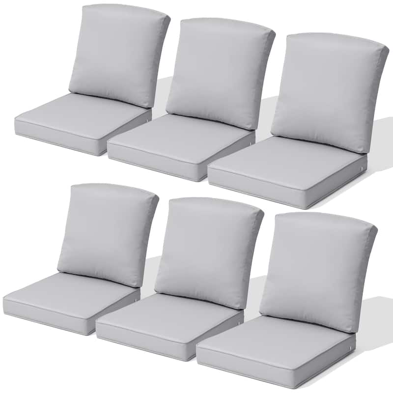 21 W in x 22 D in. Outdoor Deep Seat Chair Cushion Set Dining Patio Chair Pad Set - 6-Seater - Light Grey