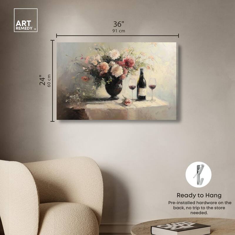 Roses and Red Wine Canvas by Art Remedy, Gallery Wrapped