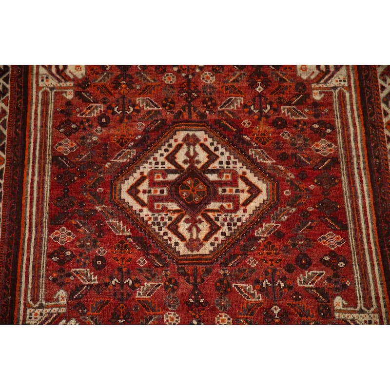 Qashqai Persian Vintage Area Rug Hand-Knotted Wool Carpet - 5'2"x 8'0"
