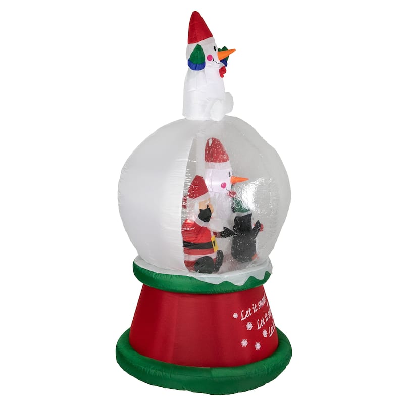 6.75ft Lighted Inflatable Santa and Friends Snow Globe Outdoor Christmas Decoration - 6.75'