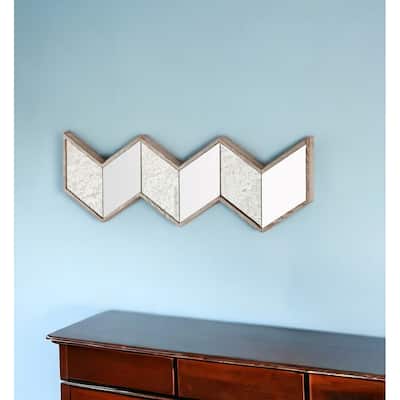 HomeRoots 14" Natural Novelty Wood Framed Accent Mirror - 36.22' X '13.77' X '3.14