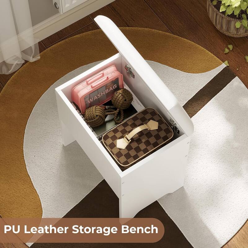 Vanity Desk with Storage Bench Makeup Vanity Set