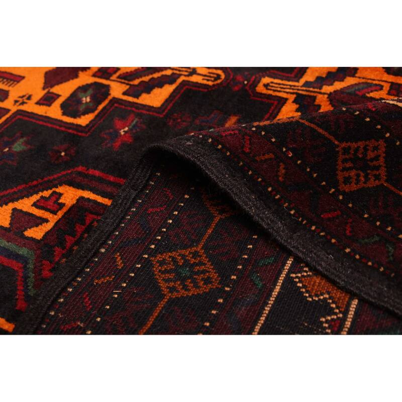 ECARPETGALLERY Hand-knotted Teimani Black, Orange Wool Rug - 4'3 x 6'6