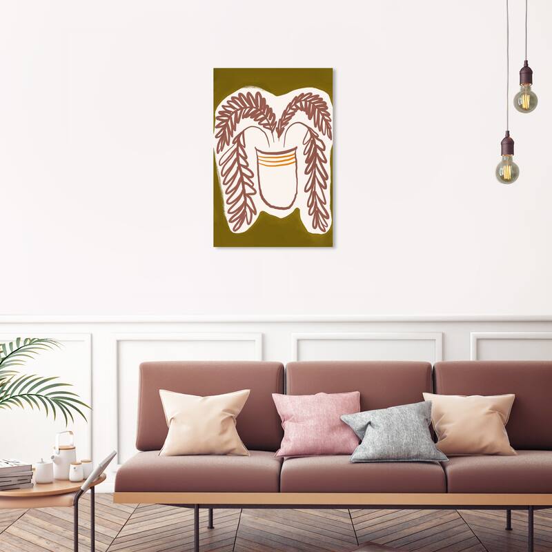 Wynwood Studio Canvas Floral and Botanical Palm Olive Oil Brown and Cream White Modern & Contemporary Wall Art Canvas Print - 30 x 20
