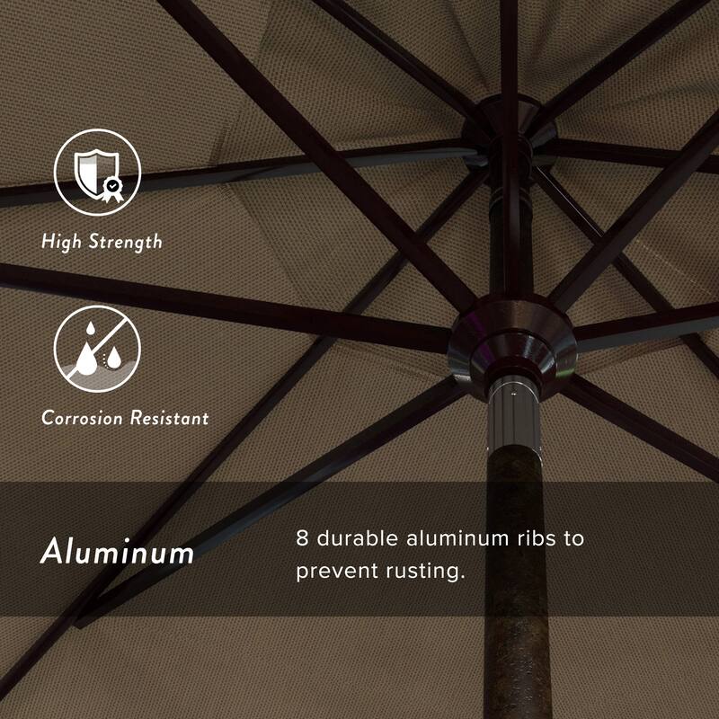 California Umbrella 11' Round Aluminum Crank Open Auto Tlit Patio Umbrella, Bronze Finish, Double Wind Vent.