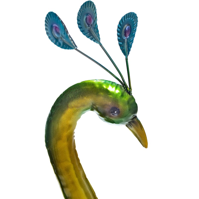 Colorful Metal Indoor/Outdoor Standing Peacock Sculpture