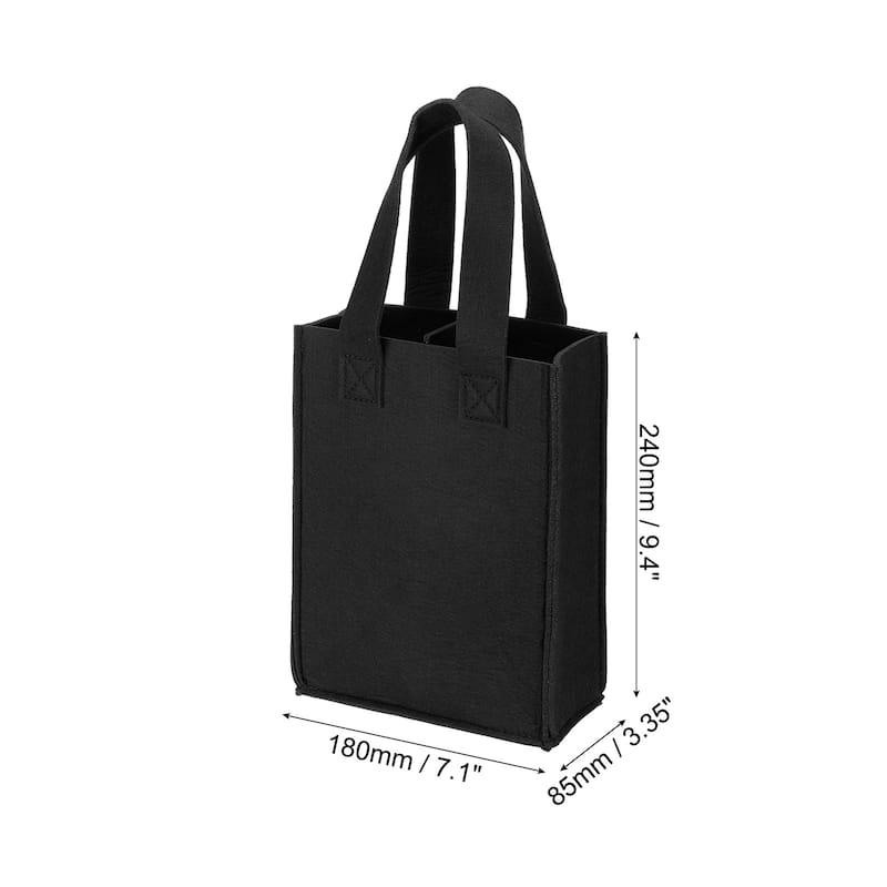 2 Bottle Wine Carrier Tote Bag, Wine Bottle Carrying Bag - Black
