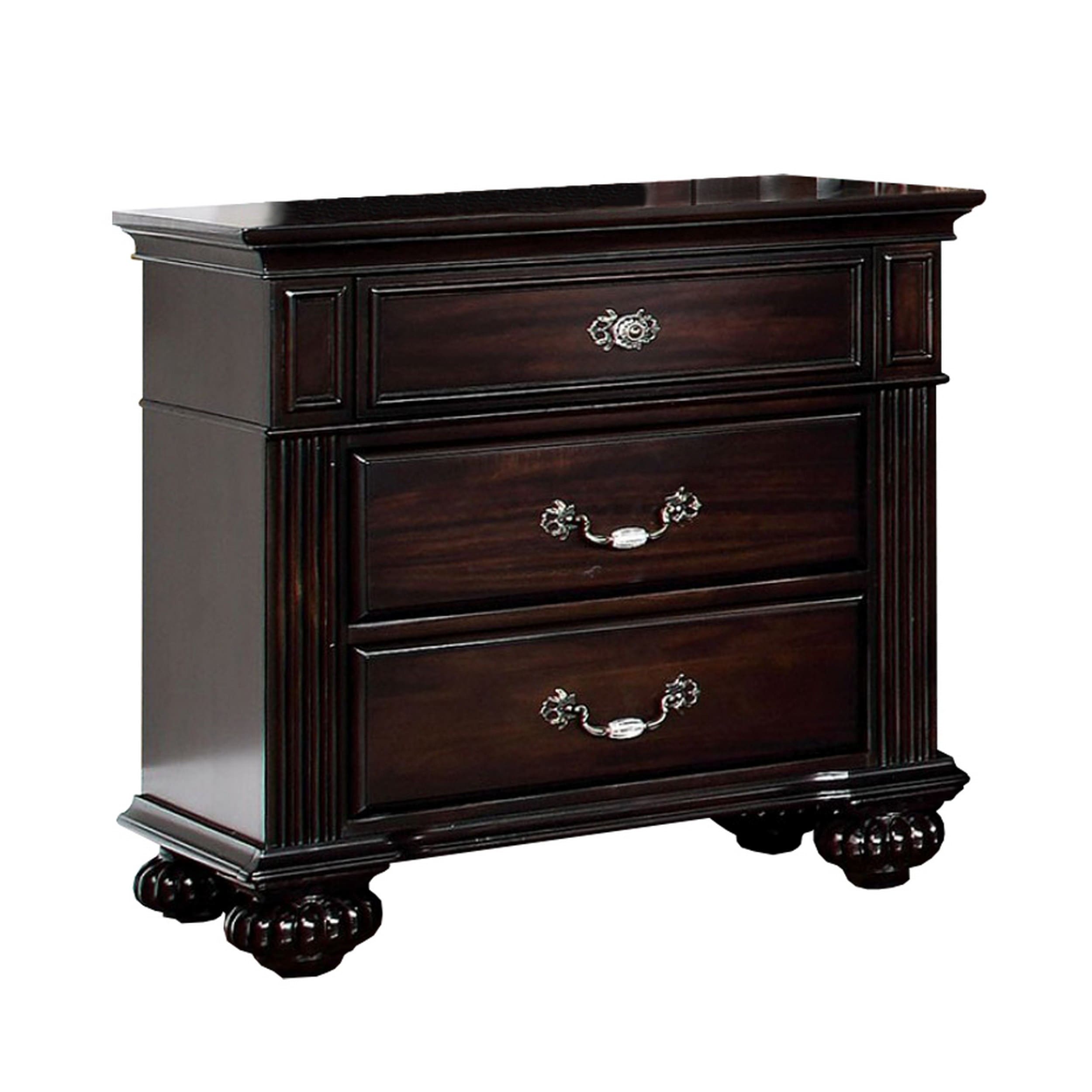 Benjara Syracuse Traditional Style Beautiful Nightstand, Dark Walnut