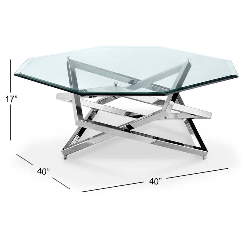 Magnussen Home Lenox Square Chrome Octagonal Cocktail Table - 40''W x 40''D x 17''H