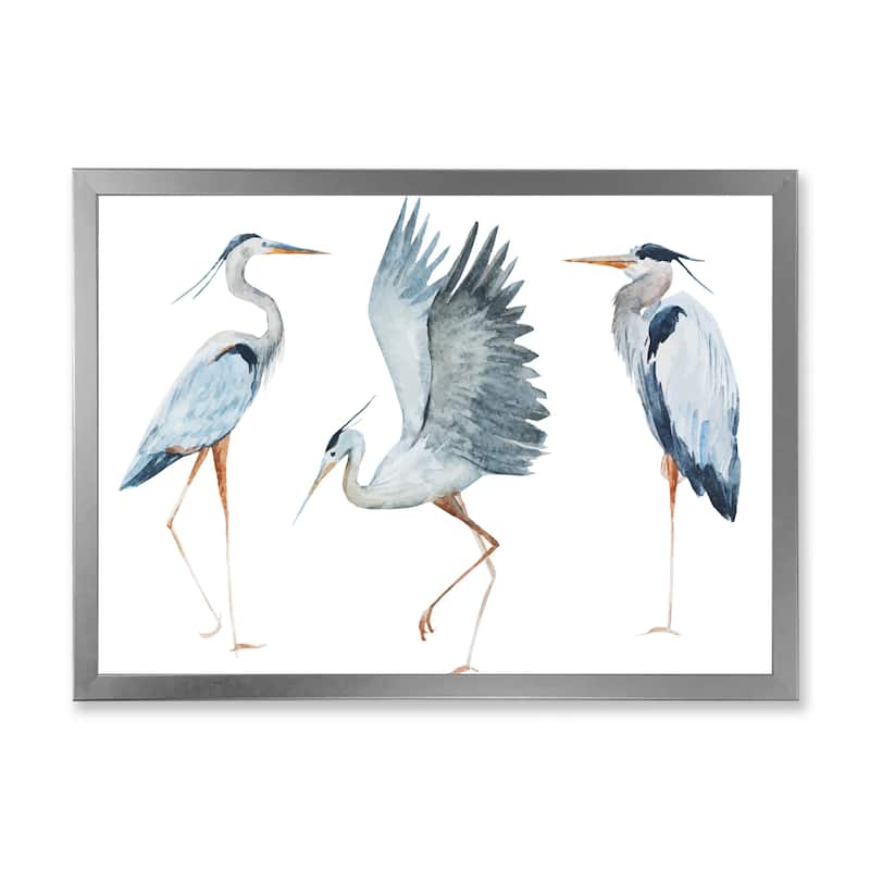 Designart "Heron Birds II" Traditional Framed Art Print