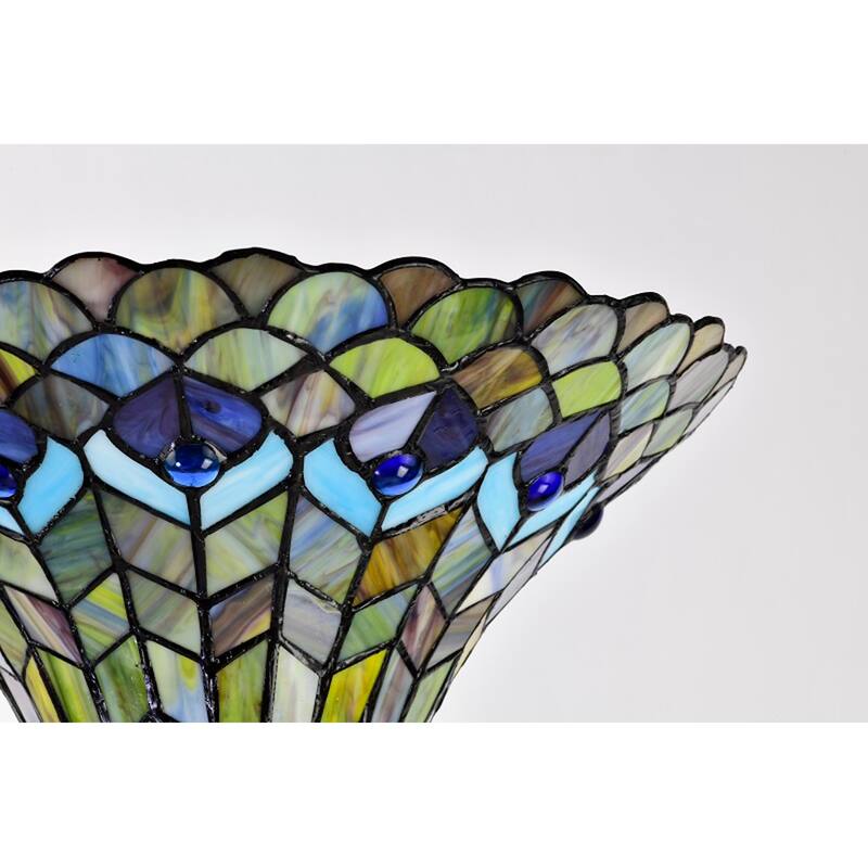 Tiffany-style Peacock Torchiere
