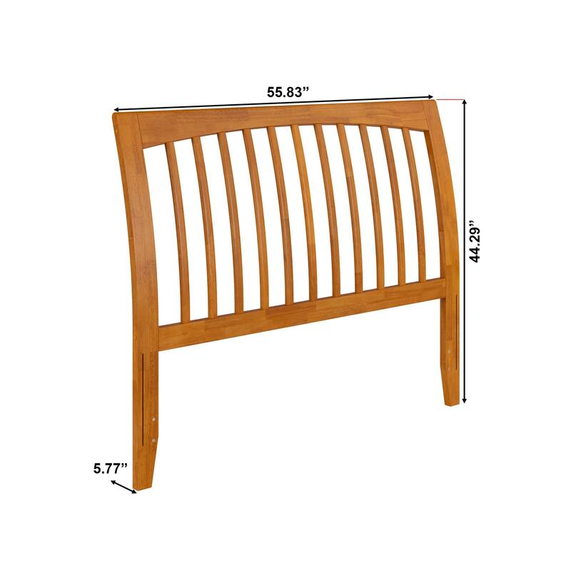 Sleigh Wood Headboard - Full Size Slat Headboard for Bedroom Decor - Light Toffee Finish