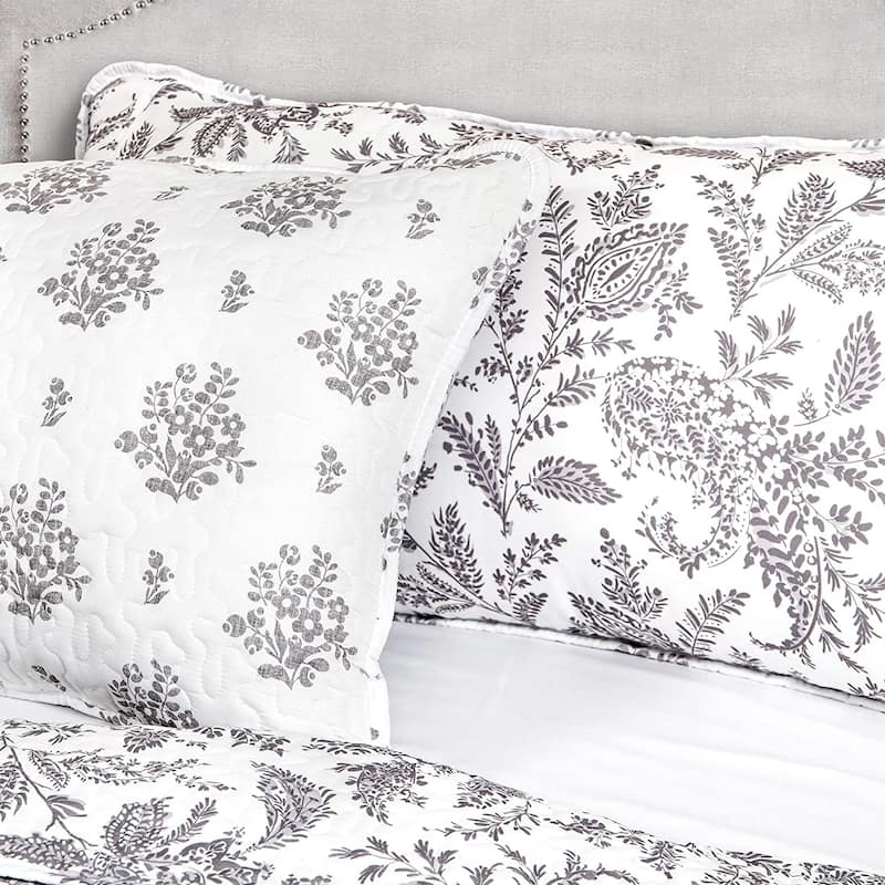 DriftAway 3 Piece Rina Vintage Inspired Floral Reversible Quilt Set Bedspreads Coverlet Prewashed