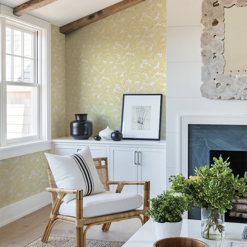 Lindsay, Athina Fern, 33 FT. L x 20.5In. W Wallpaper Roll - Yellow