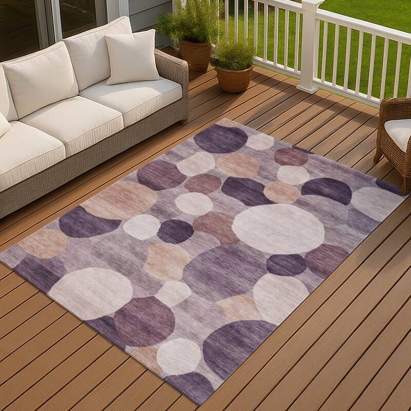 Machine Washable Indoor/ Outdoor Modern Circy Chantille Rug - Plum - 3' x 5'