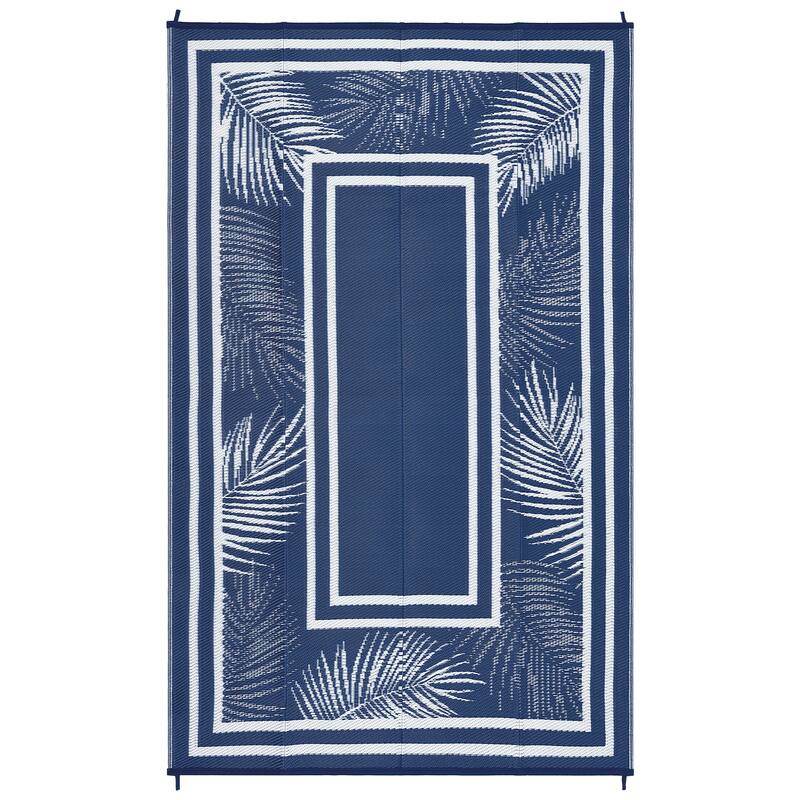 Outdoor Rug Waterproof Plastic Straw Rug Portable Camping Rug Leaves Pattern Outdoor Carpet for RV Porch Deck Camper