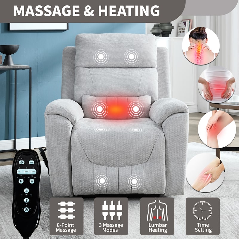 Roomfitters Dual Motor Power Lift Recliner 180 Flat Infinite Position Heat Massage Heavy Duty Leatherair Sofa
