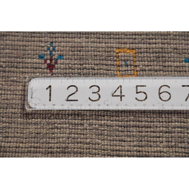 Contemporary Gabbeh Rug Hand-Knotted Beige Modern Wool Carpet - 5'3" x 7'8"