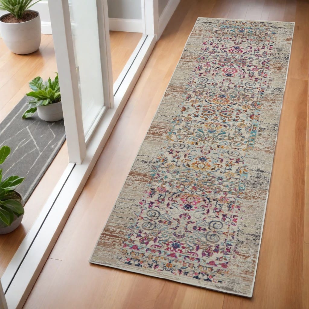 HomeRootsFloral Transitional Runner Area Rug - 72' X '24' X '0.5