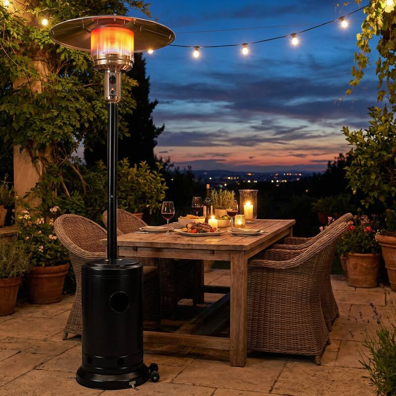 Gymax 50000 BTU Patio Propane Heater w/ Stainless Steel Burner & Safe