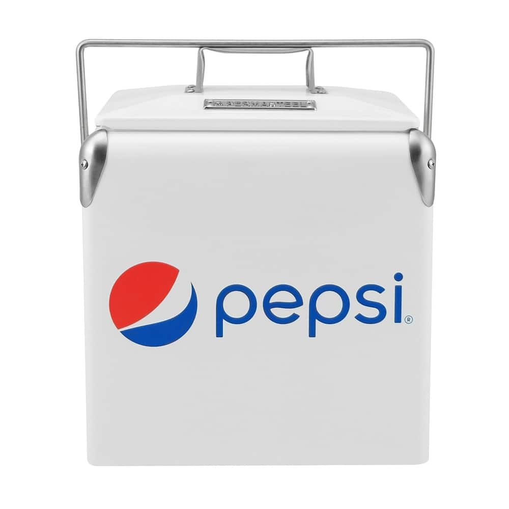 Permasteel 14-Qt Small Portable Cooler in White with Pepsi Logo
