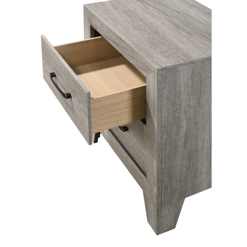 1pc Contemporary Two-Drawers Nightstand Bed Side Cabinet Wooden Furniture Rustic Gray Color