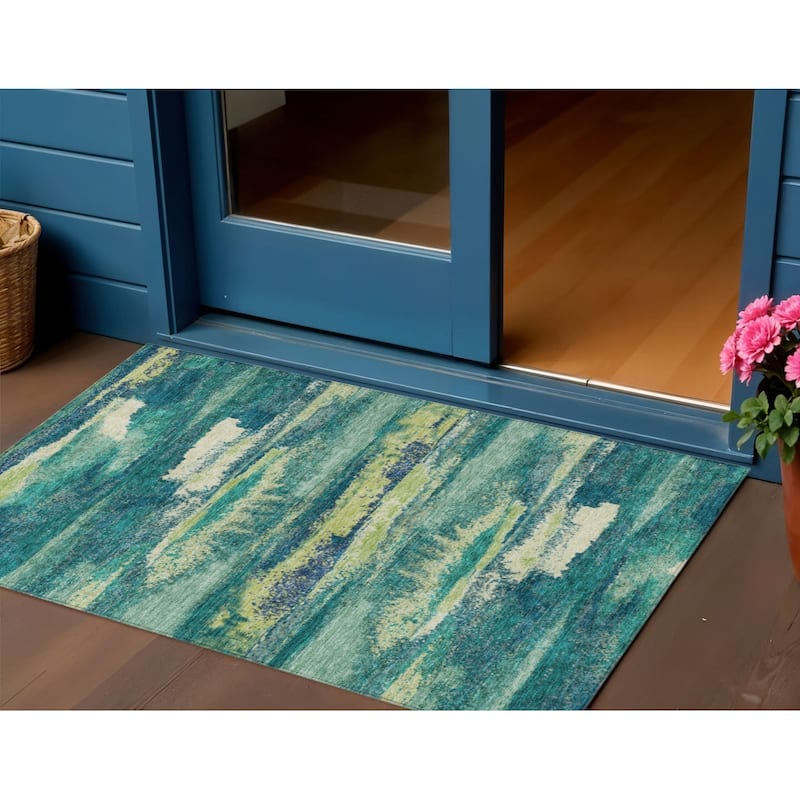 HomeRoots Abstract Transitional Rectangle Outdoor Rug - 3' x 5'