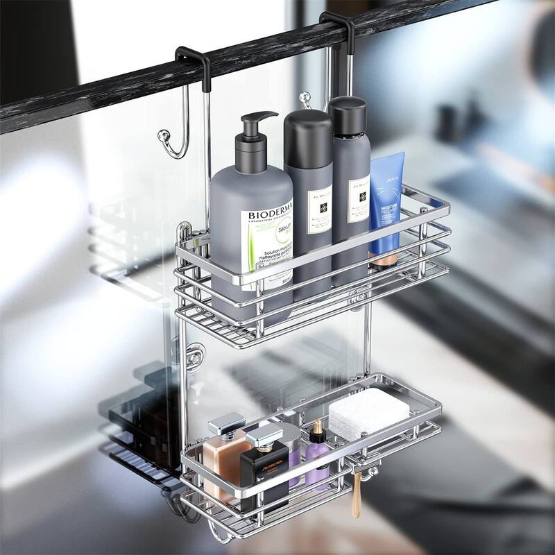 Over the Door Shower Caddy - 4.7"D x 12.6"W x 24.8"H - Sliver - 4.7"D x 12.6"W x 24.8"H