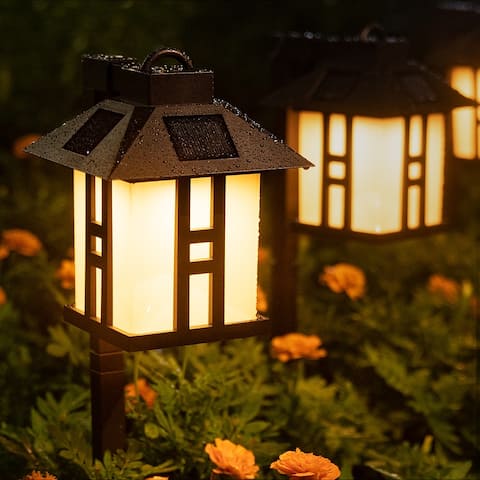 Soltoostar 2 Pack/4 Pack Solar Black LED Pathway Light