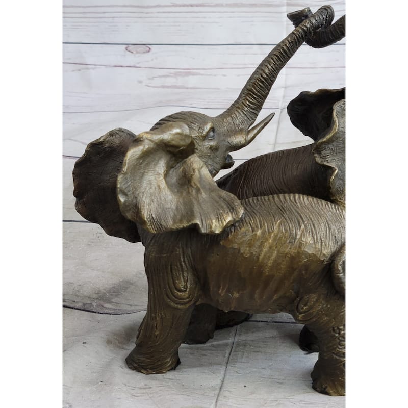 Baby Elephants Playing Hot Cast Bronze Metal Figurine Sculpture Statue Decor