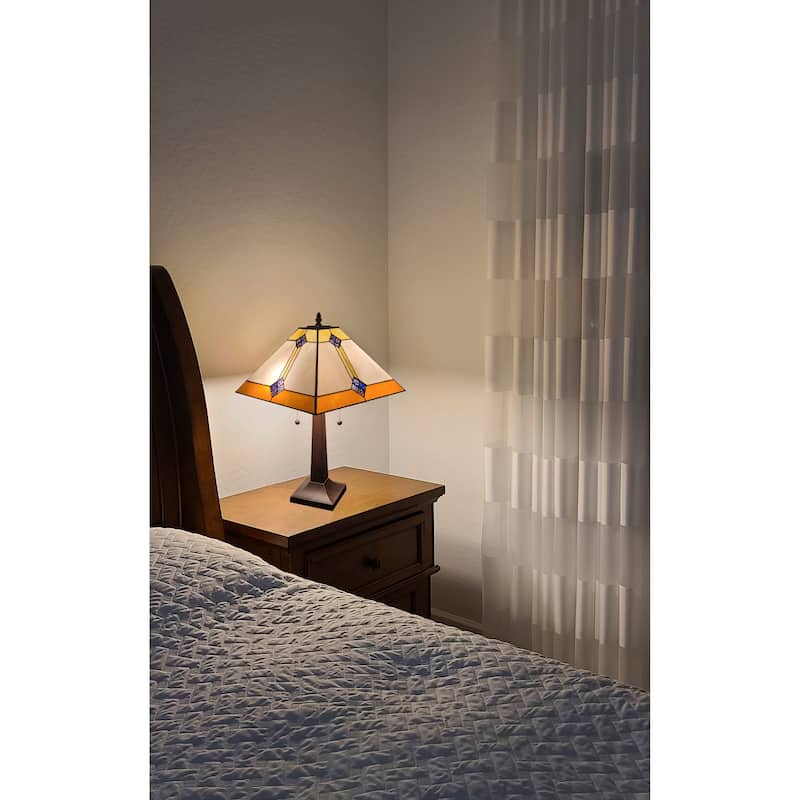 Tiffany Style Stained Glass Mission Table Lamp 21" Tall AM098TL13B Amora Lighting