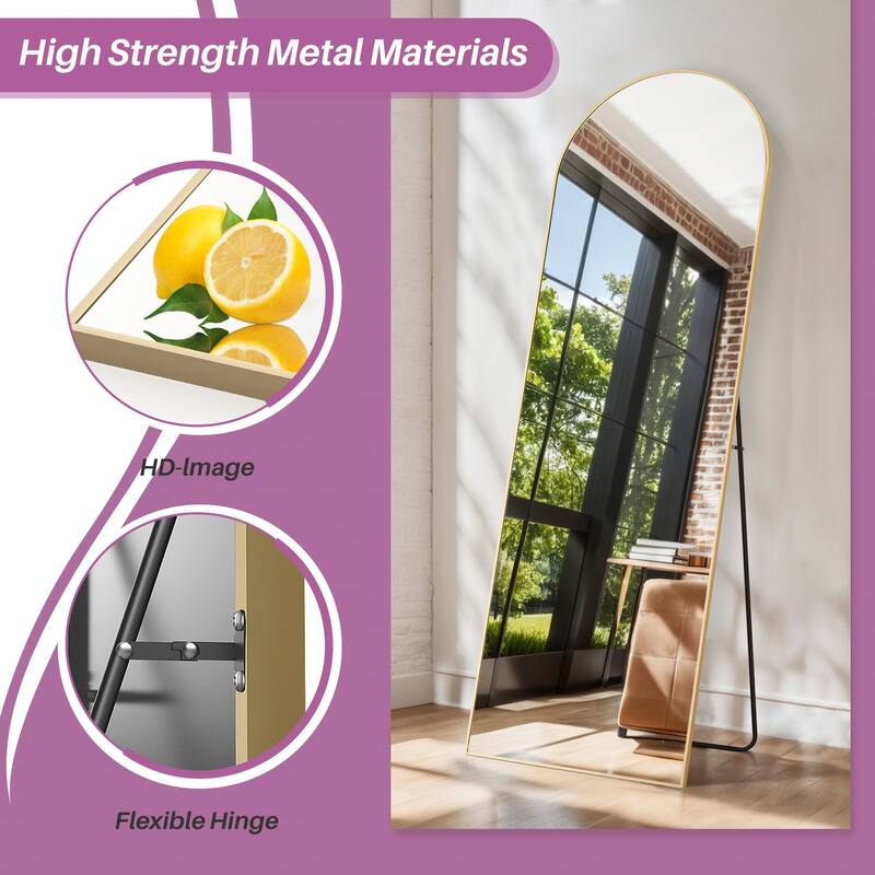 Full Length Mirror with Stand, Floor Mirror with Aluminum Alloy Frame for Bedroom, Standing Full Body Mirror for Wall, Cloakroom