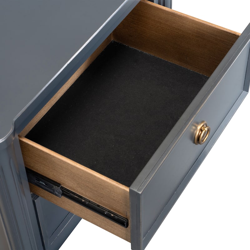 Furniture of America Arlena Modern Solid Wood Nightstand with USB Ports