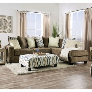 Meeres Transitional Brown Microfiber Padded L-Shaped Sectional by ...