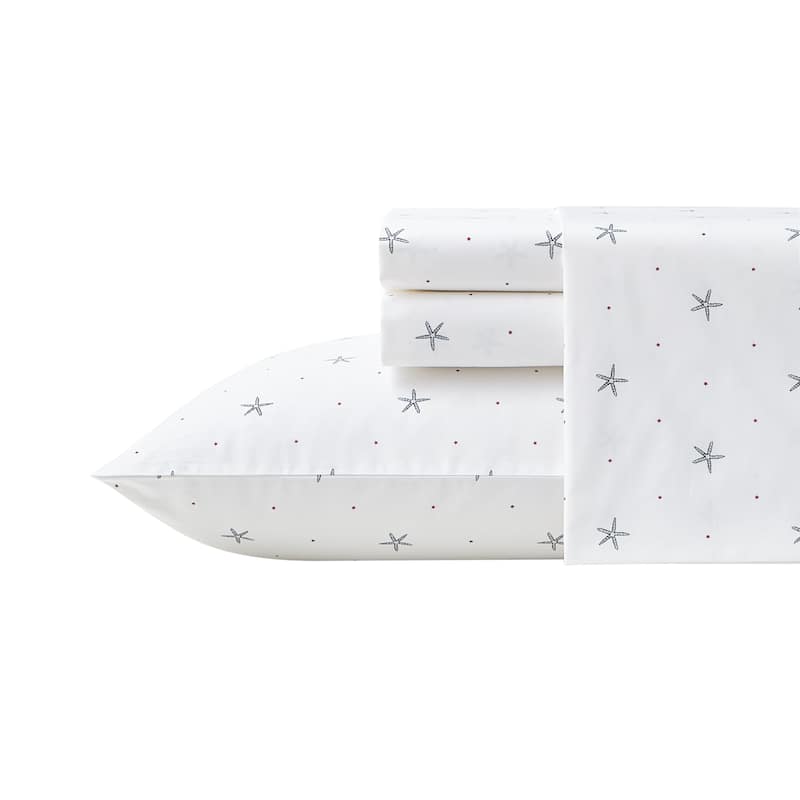 Nautica Cotton Percale Deep Pocket Bed Sheet Sets - King - Star Spangled Coastal