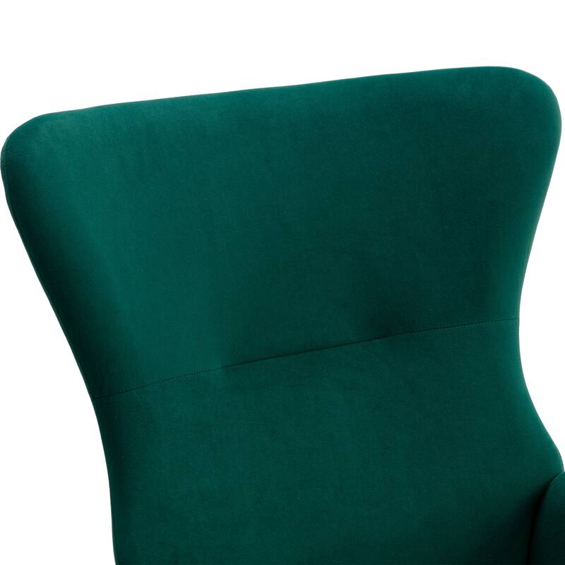 High Back Velvet Rocking Chair With Padded Seat And Armrests
