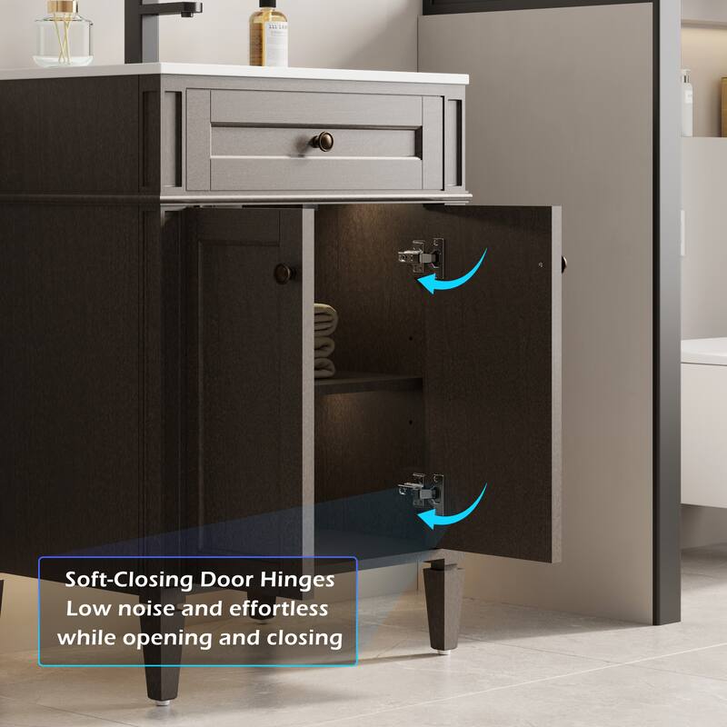 Retro Bathroom Vanity W/ Drop in Sink Combo Cabinet Set