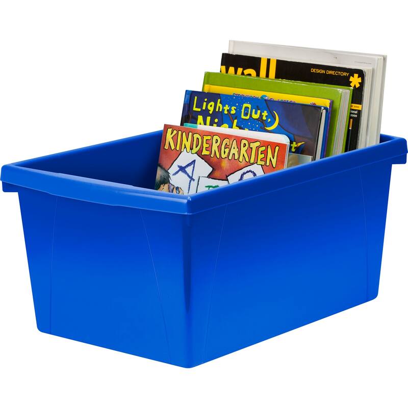 Storex Medium Classroom Storage Bin, Blue, Pack of 2