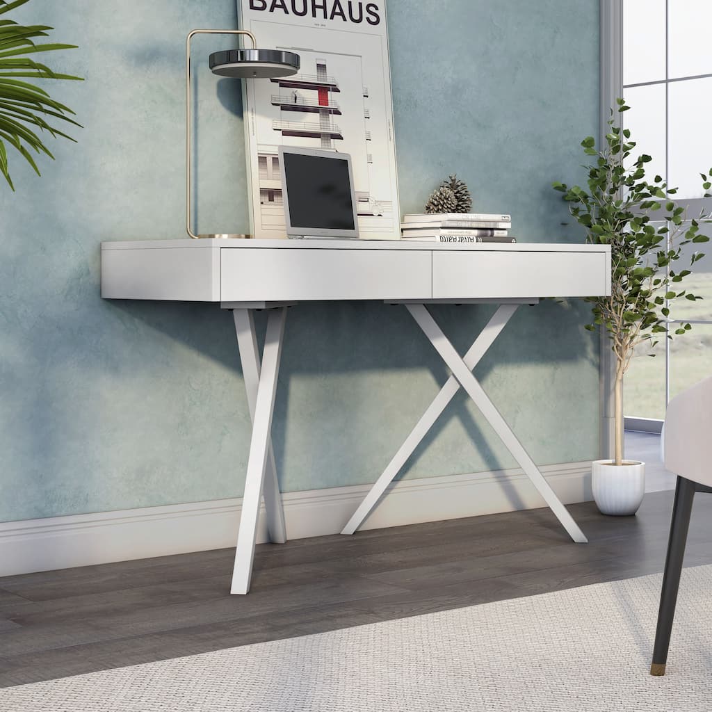 Foli Transitional 47-inch Wood 2-Drawer Desk with USBs and Power Outlets by Furniture of America