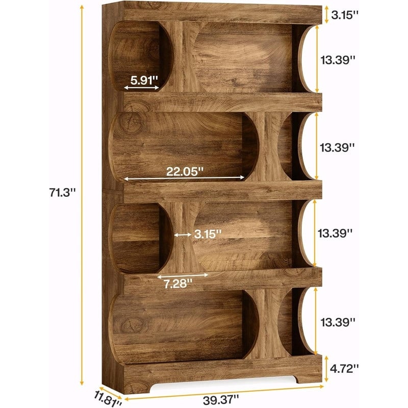Tall 4-Tier S-Shaped Bookcase